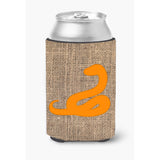 Snake Burlap And Orange Can Or Bottle Beverage Insulator Hugger