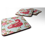 Caroline'S Treasures Bb1124-Rs-Bu-Fc Snake Shabby Chic Blue Roses Foam Coasters (Set Of 4), 3.5 H X 3.5 W, Multicolor,
