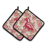 Caroline'S Treasures Skunk Shabby Chic Pink Roses Pair Of Pot Holders Bb1125-Rs-Pk-Pthd, 7.5Hx7.5W, Multicolor