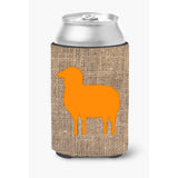 Sheep Burlap And Orange Can Or Bottle Beverage Insulator Hugger
