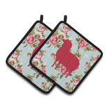 Caroline'S Treasures Sheep Shabby Chic Blue Roses Pair Of Pot Holders Bb1126-Rs-Bu-Pthd, 7.5Hx7.5W, Multicolor