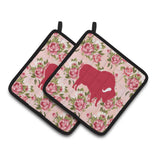 Caroline'S Treasures Buffalo Shabby Chic Pink Roses Pair Of Pot Holders Bb1127-Rs-Pk-Pthd, 7.5Hx7.5W, Multicolor