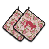 Caroline'S Treasures Monkey Shabby Chic Pink Roses Pair Of Pot Holders Bb1128-Rs-Pk-Pthd, 7.5Hx7.5W, Multicolor