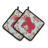 Caroline'S Treasures Gorilla Shabby Chic Blue Roses Pair Of Pot Holders Bb1129-Rs-Bu-Pthd, 7.5Hx7.5W, Multicolor