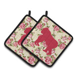 Caroline'S Treasures Gorilla Shabby Chic Yellow Roses Pair Of Pot Holders Bb1129-Rs-Yw-Pthd, 7.5Hx7.5W, Multicolor