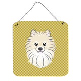 Caroline'S Treasures Tan Checkered Pomeranian Aluminum Metal Wall Or Door Hanging Prints, 6 X 6