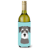 Blue Checkered Schnauzer Wine Bottle Beverage Insulator Hugger Bb1136Literk