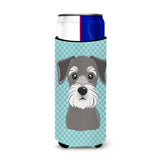Blue Checkered Schnauzer Ultra Beverage Insulators For Slim Cans Bb1136Muk