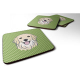 Caroline'S Treasures Bb1137Fc Green Checkered Golden Retriever Foam Coaster (Set Of 4), 3.5 H X 3.5 W, Multicolor