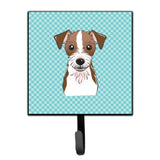 Caroline'S Treasures Bb1140Sh4 Checkerboard Blue Jack Russell Terrier Leash Or Key Holder, Small, Multicolor