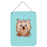 Caroline'S Treasures Checkerboard Blue Yorkie Yorkishire Terrier Wall Or Door Hanging Prints, 16 X 12