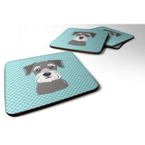 Caroline'S Treasures Bb1144Fc Checkerboard Blue Schnauzer Foam Coaster (Set Of 4), 3.5 H X 3.5 W, Multicolor