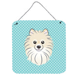 Caroline'S Treasures Checkerboard Blue Pomeranian Wall Or Door Hanging Prints, 6 X 6