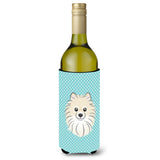 Checkerboard Blue Pomeranian Wine Bottle Beverage Insulator Hugger Bb1145Literk