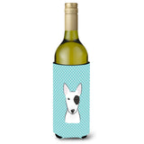 Checkerboard Blue Bull Terrier Wine Bottle Beverage Insulator Hugger Bb1147Literk