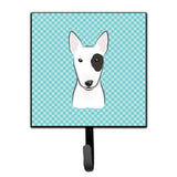 Caroline'S Treasures Bb1147Sh4 Checkerboard Blue Bull Terrier Leash Or Key Holder, Small, Multicolor