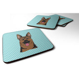 Caroline'S Treasures Bb1149Fc Checkerboard Blue German Shepherd Foam Coaster (Set Of 4), 3.5 H X 3.5 W, Multicolor