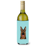 Checkerboard Blue German Shepherd Wine Bottle Beverage Insulator Hugger Bb1149Literk