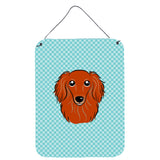 Caroline'S Treasures Checkerboard Blue Longhair Red Dachshund Wall Or Door Hanging Prints, 16 X 12