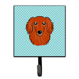 Caroline'S Treasures Bb1152Sh4 Checkerboard Blue Longhair Red Dachshund Leash Or Key Holder, Small, Multicolor