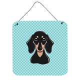 Caroline'S Treasures Checkerboard Blue Smooth Black And Tan Dachshund Wall Or Door Hanging Prints, 6 X 6