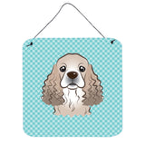 Caroline'S Treasures Checkerboard Blue Cocker Spaniel Wall Or Door Hanging Prints, 6 X 6
