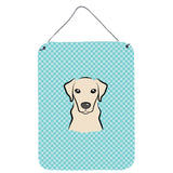 Caroline'S Treasures Checkerboard Blue Yellow Labrador Wall Or Door Hanging Prints, 16 X 12