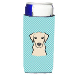 Checkerboard Blue Yellow Labrador Ultra Beverage Insulators For Slim Cans Bb1160Muk