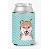 Checkerboard Blue Shiba Inu Can Or Bottle Hugger Bb1163Cc