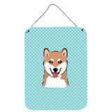 Caroline'S Treasures Checkerboard Blue Shiba Inu Wall Or Door Hanging Prints, 16 X 12