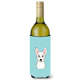 Checkerboard Blue Westie Wine Bottle Beverage Insulator Hugger Bb1164Literk
