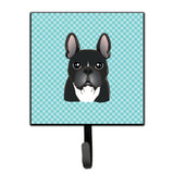 Caroline'S Treasures Bb1165Sh4 Checkerboard Blue French Bulldog Leash Or Key Holder, Small, Multicolor