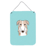 Caroline'S Treasures Checkerboard Blue Borzoi Wall Or Door Hanging Prints, 16 X 12