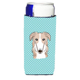 Checkerboard Blue Borzoi Ultra Beverage Insulators For Slim Cans Bb1166Muk