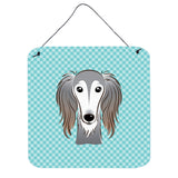 Caroline'S Treasures Checkerboard Blue Saluki Aluminum Metal Wall Or Door Hanging Prints, 6 X 6