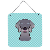 Caroline'S Treasures Bb1169Ds66 Checkerboard Blue Weimaraner Wall Or Door Hanging Prints, 6 X 6