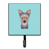 Caroline'S Treasures Bb1170Sh4 Checkerboard Blue Yorkie Puppy Leash Or Key Holder, Small, Multicolor