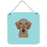 Caroline'S Treasures Checkerboard Blue Wirehaired Dachshund Wall Or Door Hanging Prints, 6 X 6