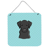 Caroline'S Treasures Checkerboard Blue Black Labrador Wall Or Door Hanging Prints, 6 X 6