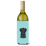 Checkerboard Blue Black Labrador Wine Bottle Beverage Insulator Hugger Bb1173Literk