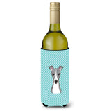 Checkerboard Blue Italian Greyhound Wine Bottle Beverage Insulator Hugger Bb1174Literk