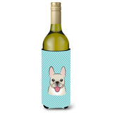 Checkerboard Blue French Bulldog Wine Bottle Beverage Insulator Hugger Bb1176Literk
