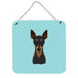 Caroline'S Treasures Checkerboard Blue Min Pin Wall Or Door Hanging Prints, 6 X 6