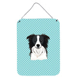 Caroline'S Treasures Checkerboard Blue Border Collie Wall Or Door Hanging Prints, 16 X 12