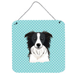 Caroline'S Treasures Checkerboard Blue Border Collie Wall Or Door Hanging Prints, 6 X 6