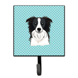 Caroline'S Treasures Bb1179Sh4 Checkerboard Blue Border Collie Leash Or Key Holder, Small, Multicolor