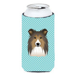 Checkerboard Blue Sheltie Tall Boy Beverage Insulator Hugger Bb1180Tbc