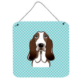 Caroline'S Treasures Checkerboard Blue Basset Hound Wall Or Door Hanging Prints, 6 X 6