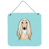 Caroline'S Treasures Checkerboard Blue Afghan Hound Wall Or Door Hanging Prints, 6 X 6
