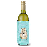 Checkerboard Blue Afghan Hound Wine Bottle Beverage Insulator Hugger Bb1182Literk
